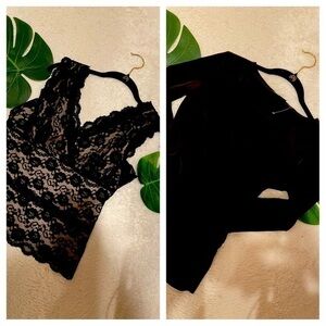 2 tops lace v neck & NY&co black key top w/ ruching and peplum detail!